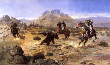 Capturer le cow boy Grizzly Charles Marion Russell Indiana Peinture à l'huile